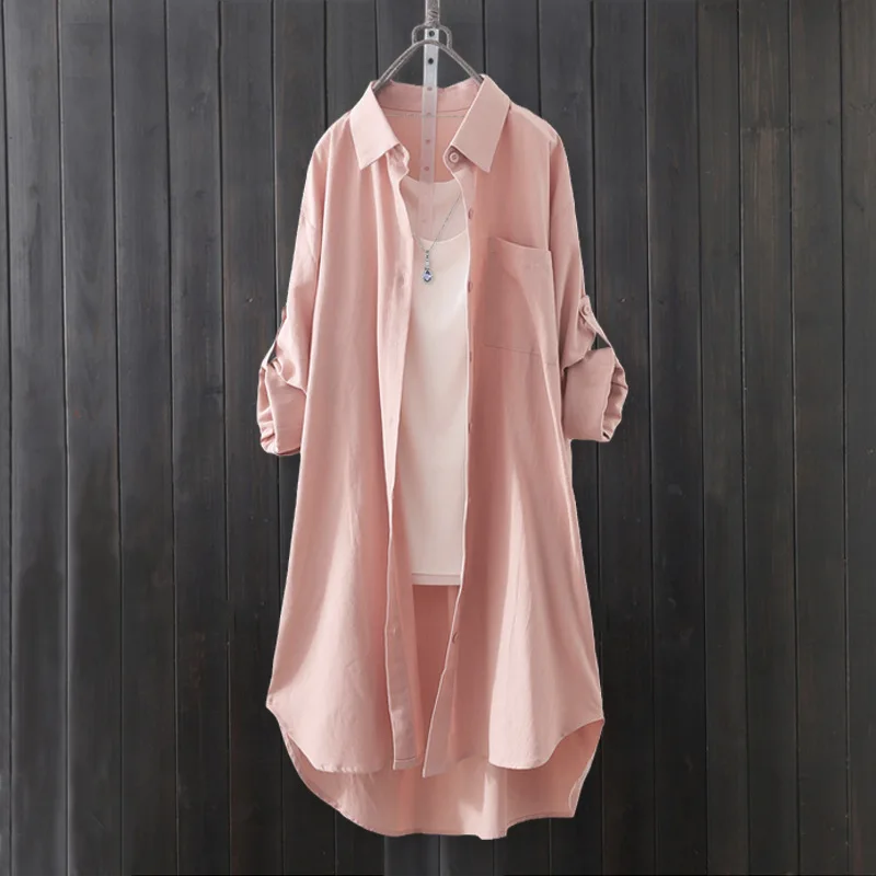 

Однотонная рубашка, женская длинная стильная рубашка с длинными рукавами, дизайнерский нишевый верхний топ, весенне-осеннее тонкое пальто, рубашка большого размера