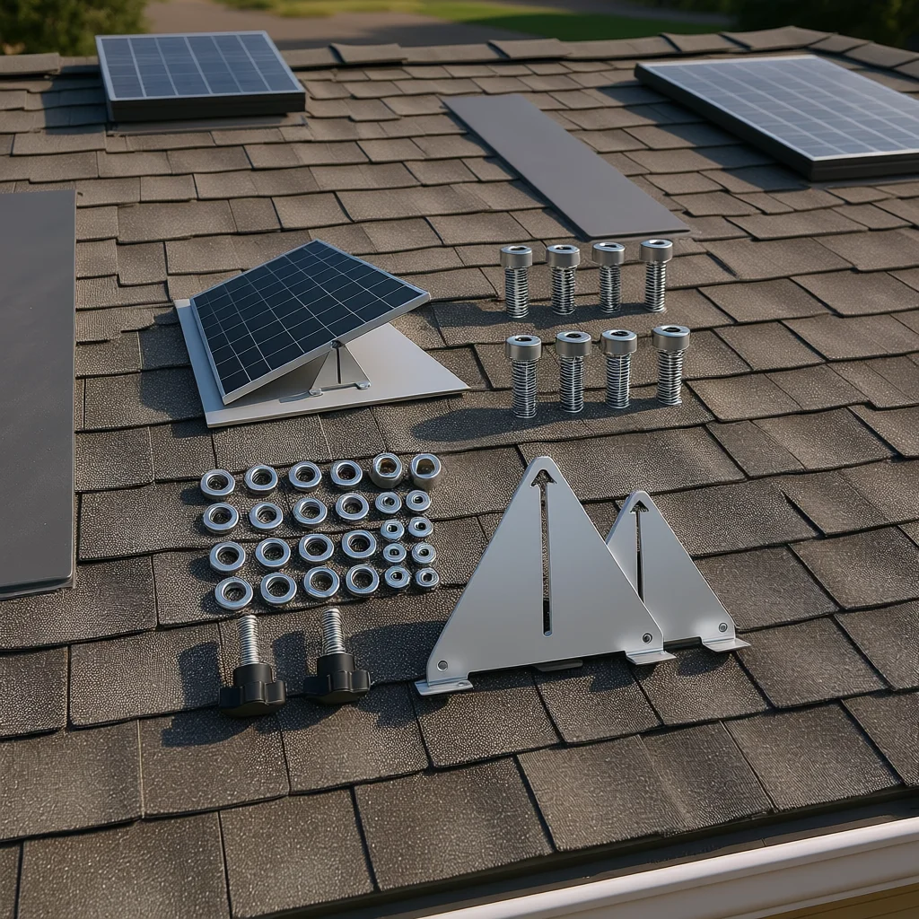 

Регулируемые наклонные кронштейны для солнечных панелей с аксессуарами для установки Треугольная рама повышенной устойчивости и защитные фотоэлектрические кронштейны