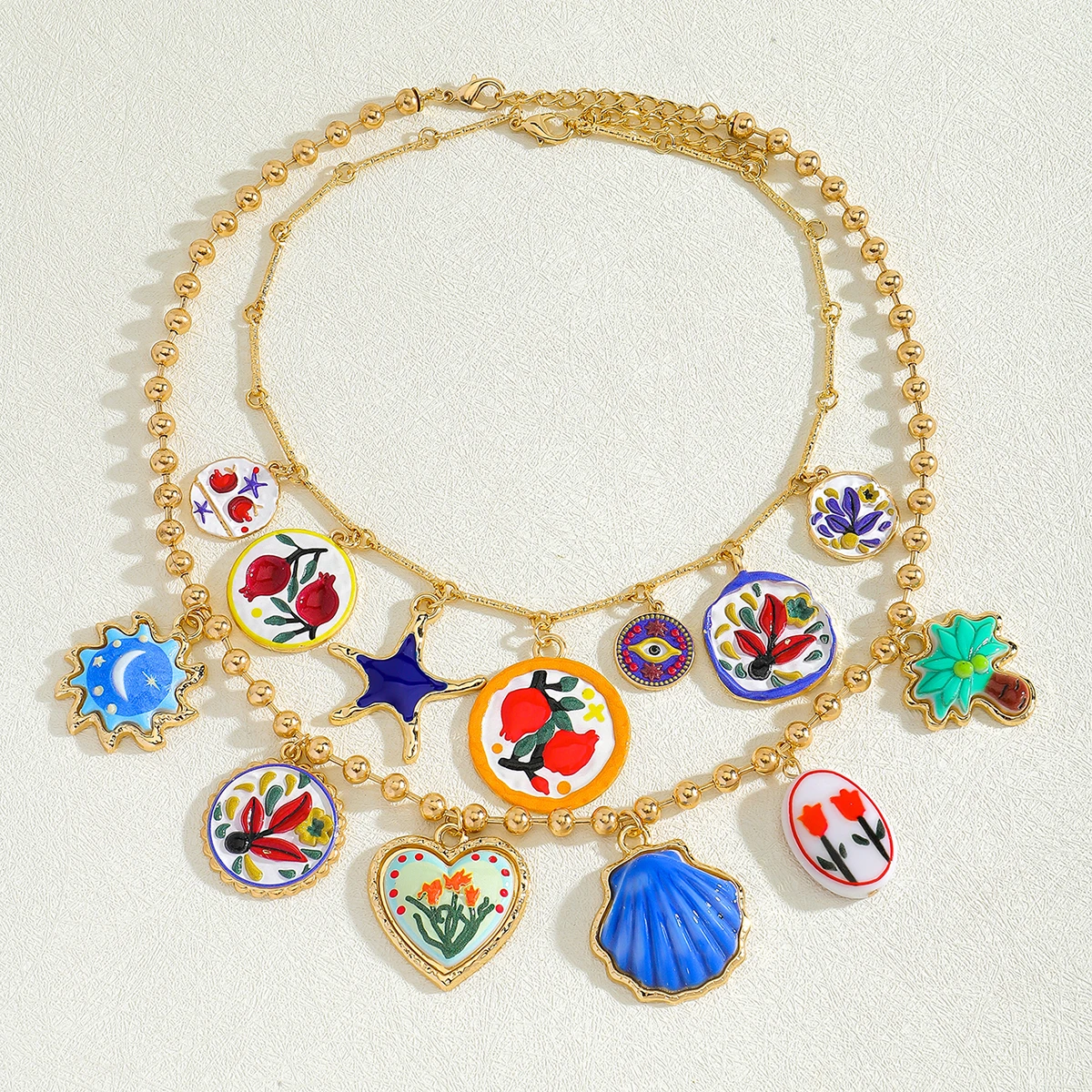 

2 Pack Palm Tree Flower Resin Necklaces For Women Exquisite Vintage Summer Daily Charm Jewelry Accessories Gift