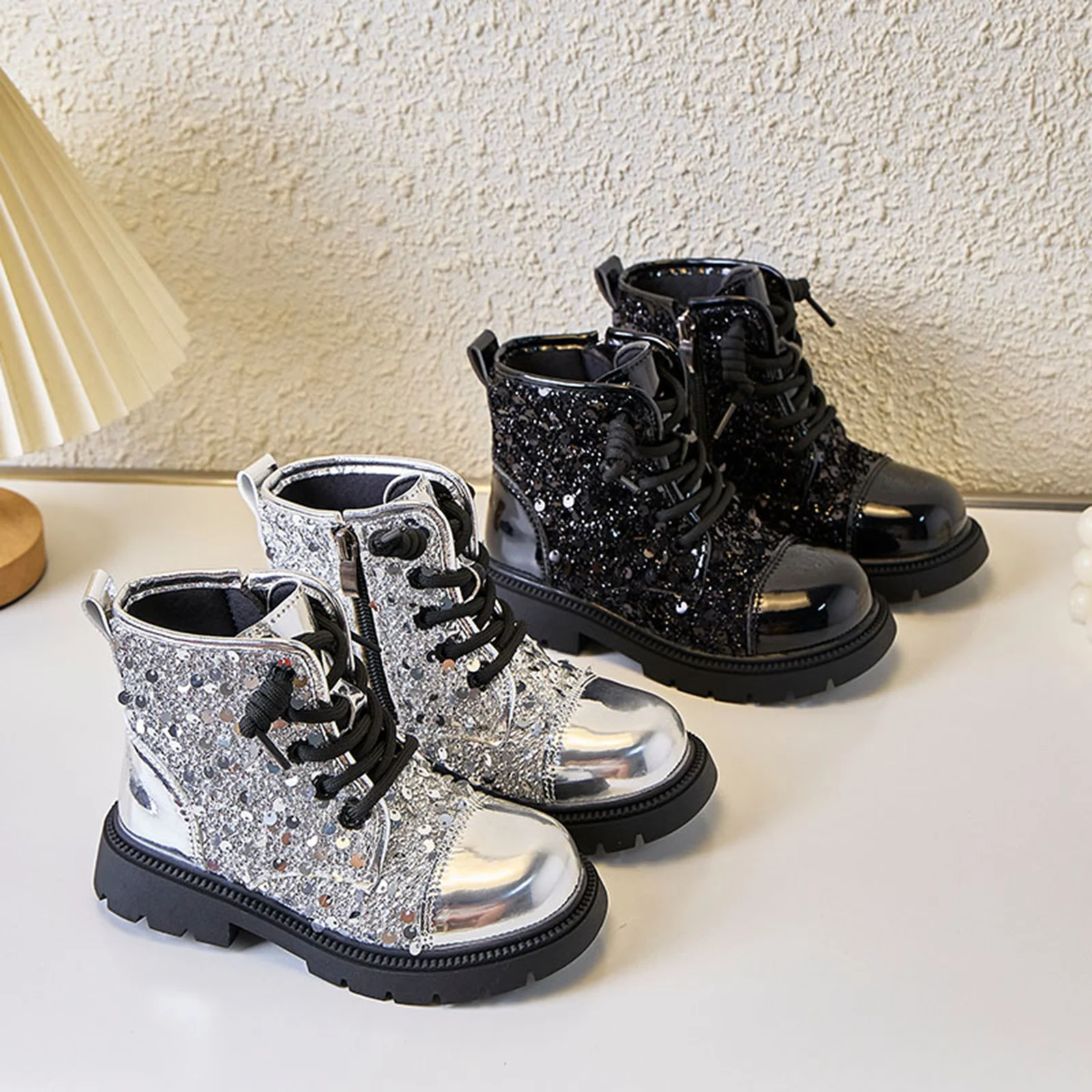 

Children Sequin Strappy Boot Simple Style Solid Color Comfortable Boot Girl Kid Daily Outdoor Event Fashion Soft Cozy Boot