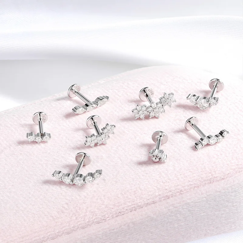 Smyoue Screw Gradient Moissanite Stud Earrings for Women Men Hip Hop Ear Cartilage Piercing S925 Sterling Silver Fine Jewelry 3