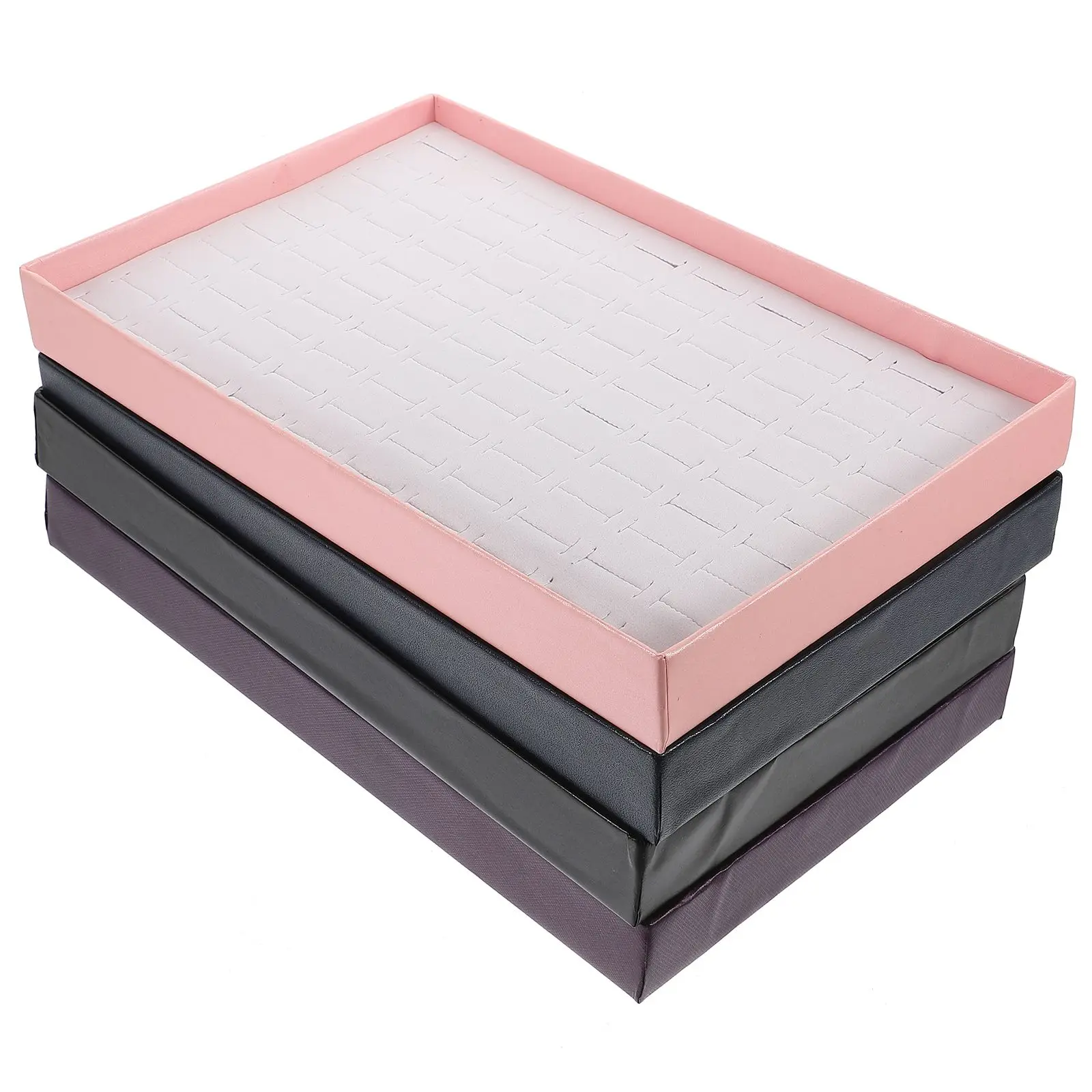 

4 Pcs Jewelry Tray Earring Display Drawer Sponge Liner Pvc Pin Storage Ring ganizer Velvet Pad Home