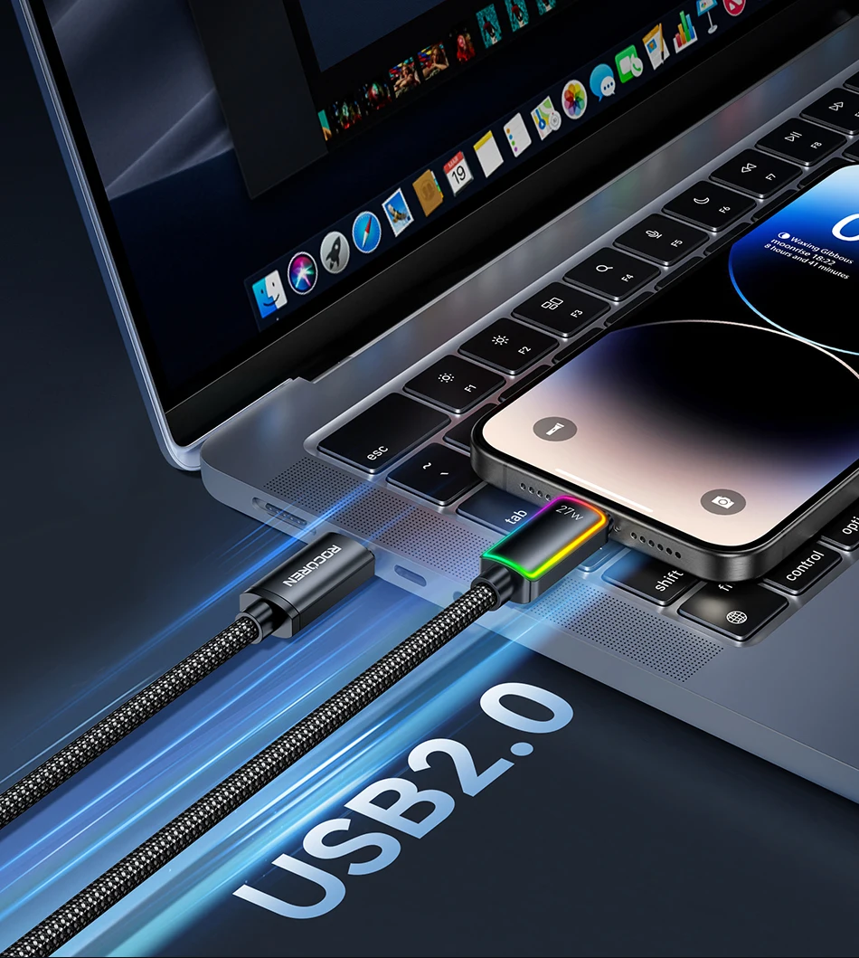 Rocoren PD 27 W USB-C-Beleuchtungsdatenkabel für iPhone 14 13 12 11 Pro Max Schnellladung 2,4 A USB2.0-Datenkabel für iPad Pro Wire – Detail 20