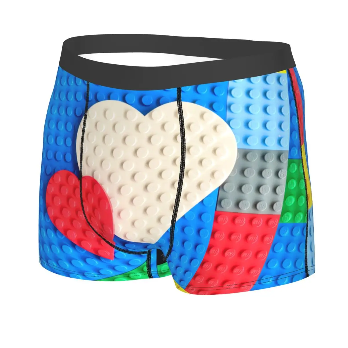 Custom Building Blocks Heart Patern Boxers Shorts Mens Briefs Underwear Novelty Underpants