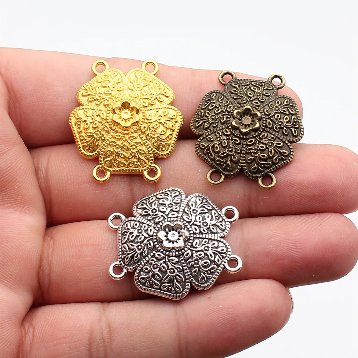 WYSIWYG 5pcs 28x31mm Antique Bronze Color Antique Silver Color Gold Color Body Chain Waist Chain Forehead Chain Connector