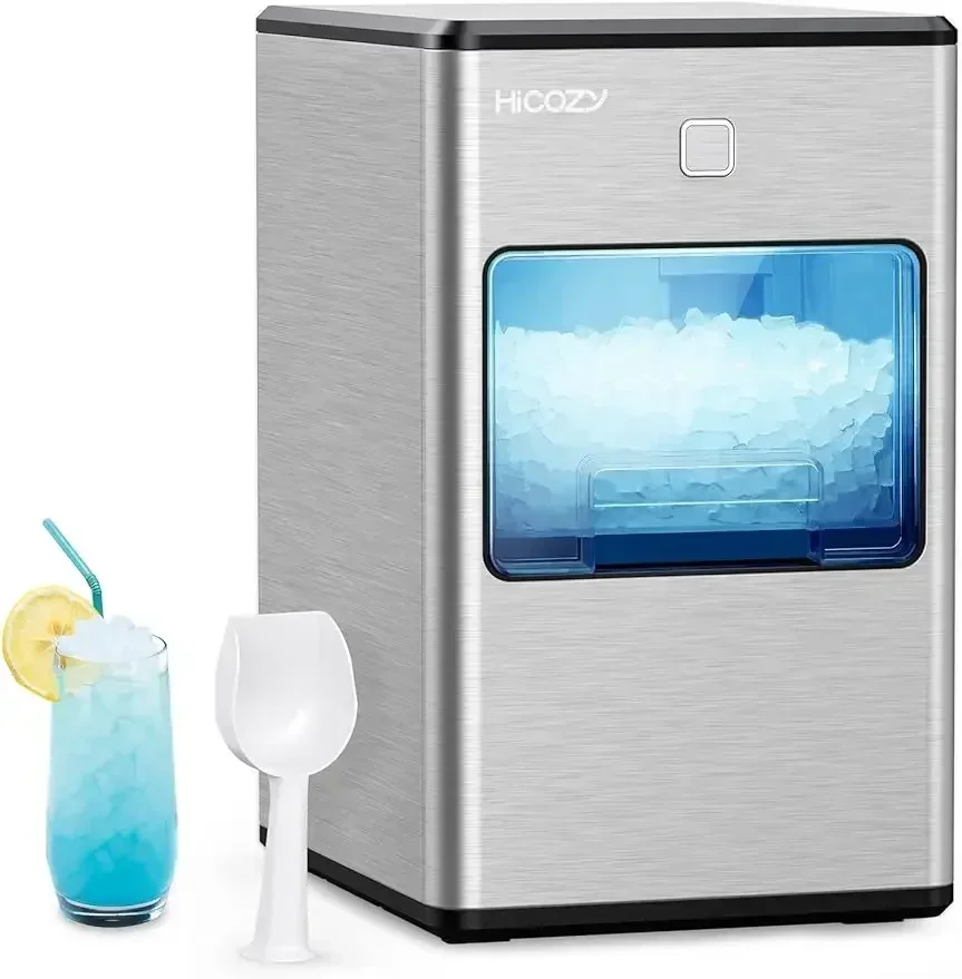 Hicozy Dual-mode Nugget Maker Countertop, Compact Crushed Ice Maker, Produce Ice In 5 Mins, 55lb Per Day,