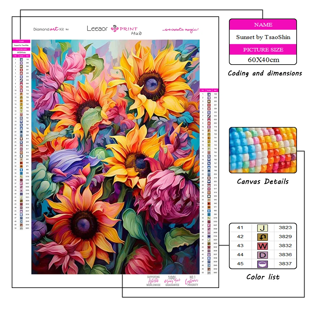 Flower 5d Diy Diamond Painting Colorful Sunflower Full Diamond Mosaic Embroidery Cross Stitch Kits Flower Landscape Home Decor