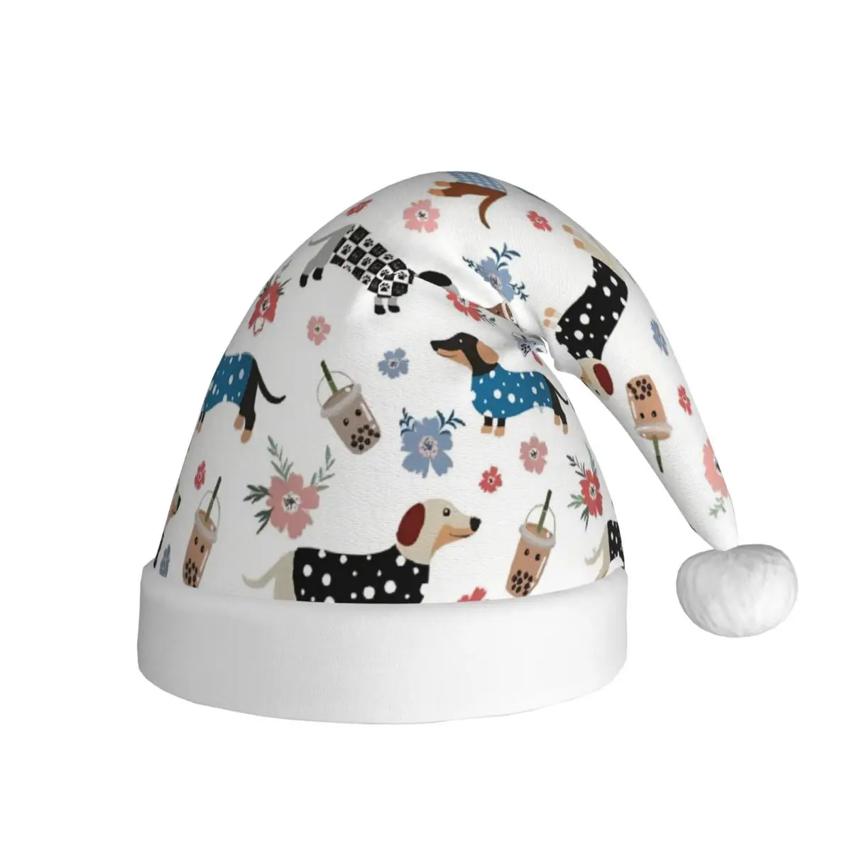 Dachshund Anime Cartoon Christmas Hat for Adult Men Women Christmas Dogs Animal Santa Hat Cap Xmas Party Gifts