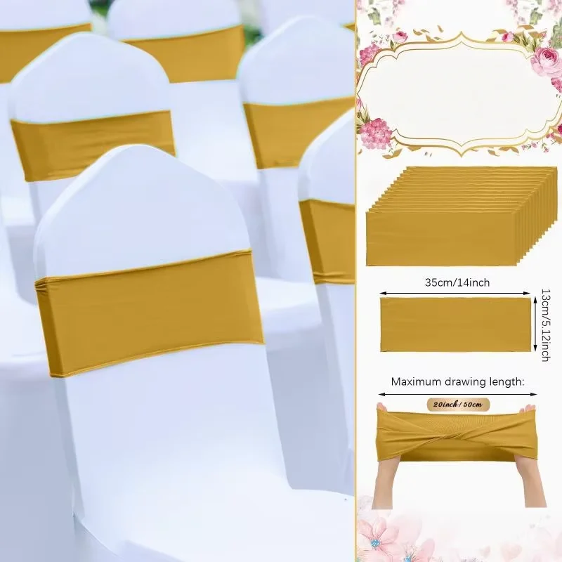 10PCS Pack Wedding Decoration Bow Tie Chair Sashes,Birthday Party, Banquet Design, Elastic Fit All Chairs Plain Style