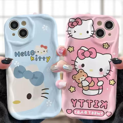 Cartoon Sanrio HelloKitty Case for Samsung Galaxy S23 S22 S21 Ultra Plus S20 FE A73 A72 A71 A54 A53 A52 A51 A50 A50S 4G 5G Cover