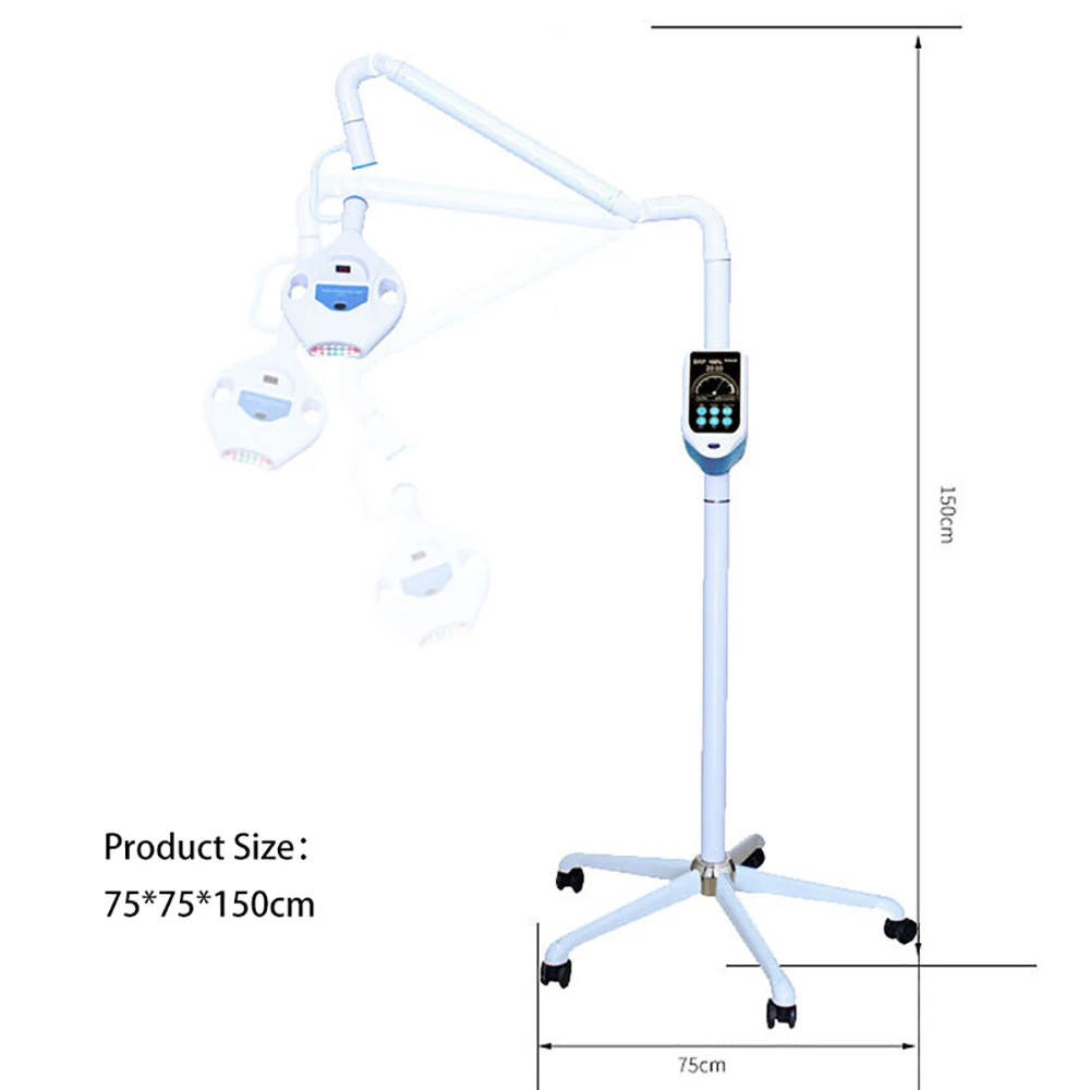 New 65W Portable Dental Teeth Whitening LED Machine 3 colors Moveable Bleaching Unit Lamp Floor Standing With Wheels Equipment