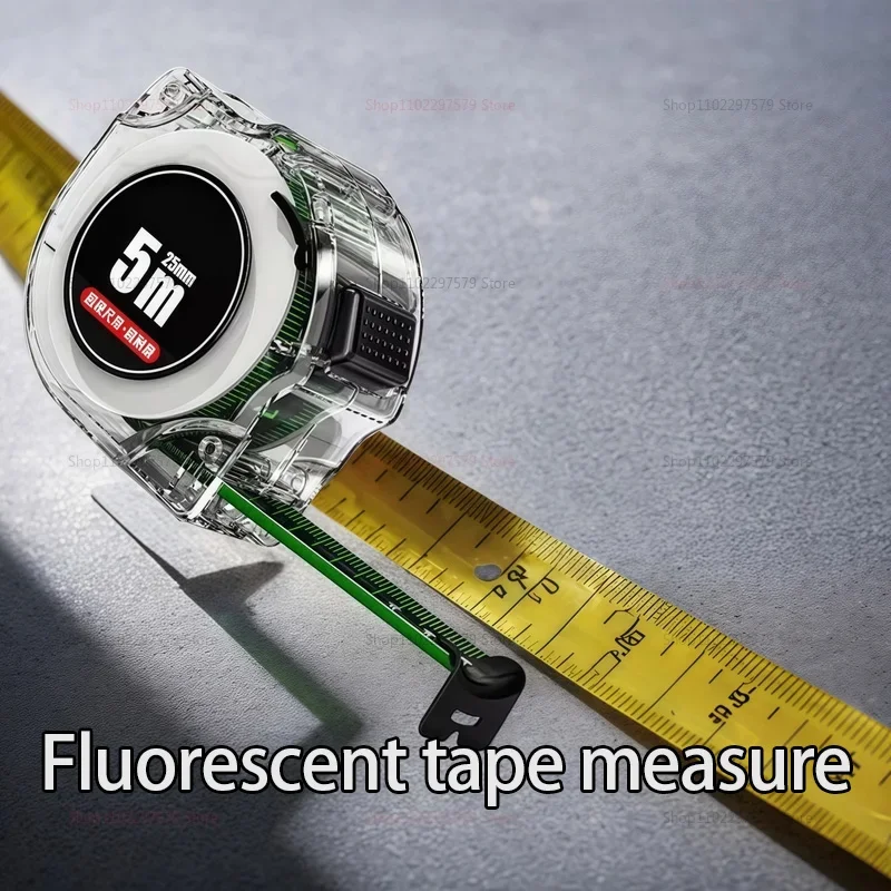 

Черная флуоресцентная рулетка 5 м/7,5 м/10 м, высокоточная утолщенная рулетка, износостойкая и устойчивая к падениям рулетка
