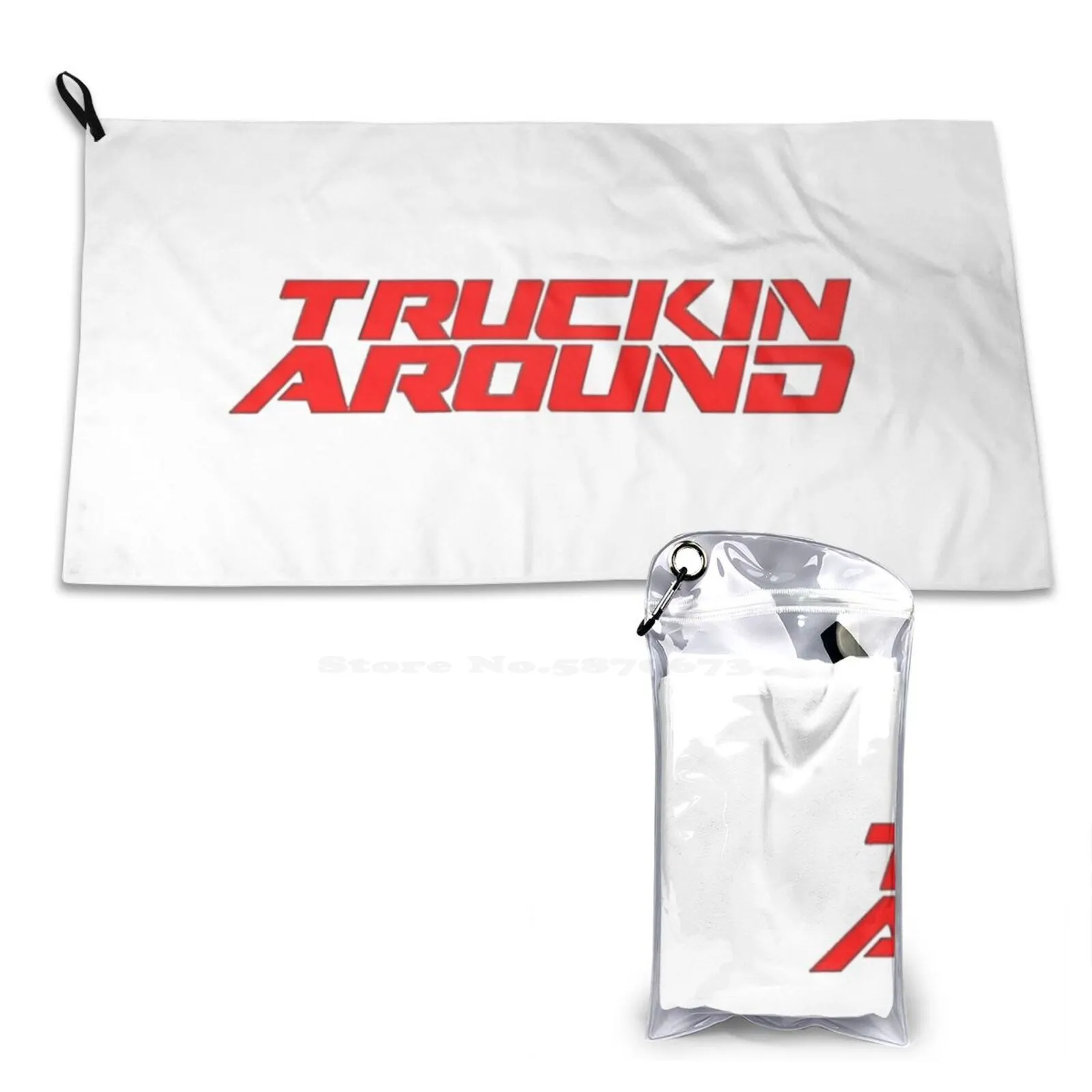 Truckin Around-Red Logo Soft Bath Towel Washcloth Outdoor Logo Suelo Sinaloa Tijuana Truckin Mexican Hispanic Corridos Cab