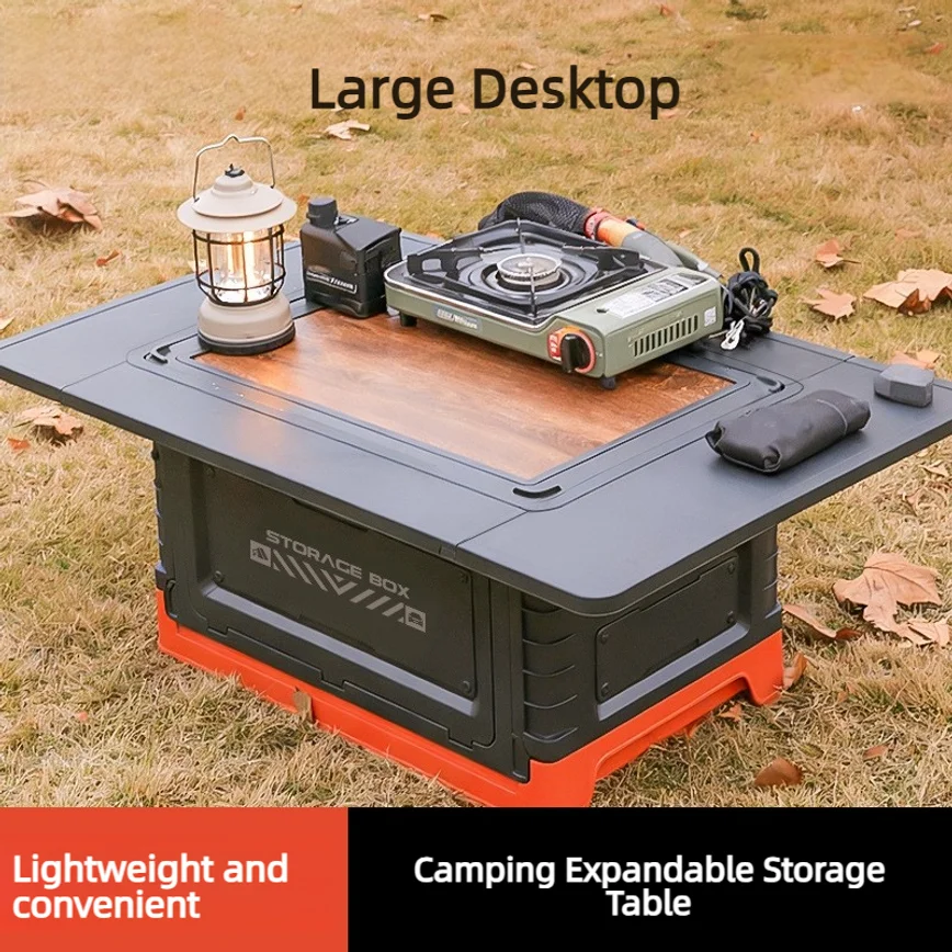 Outdoor Camping Table With Storage - Foldable Car Trunk Storage Box With
