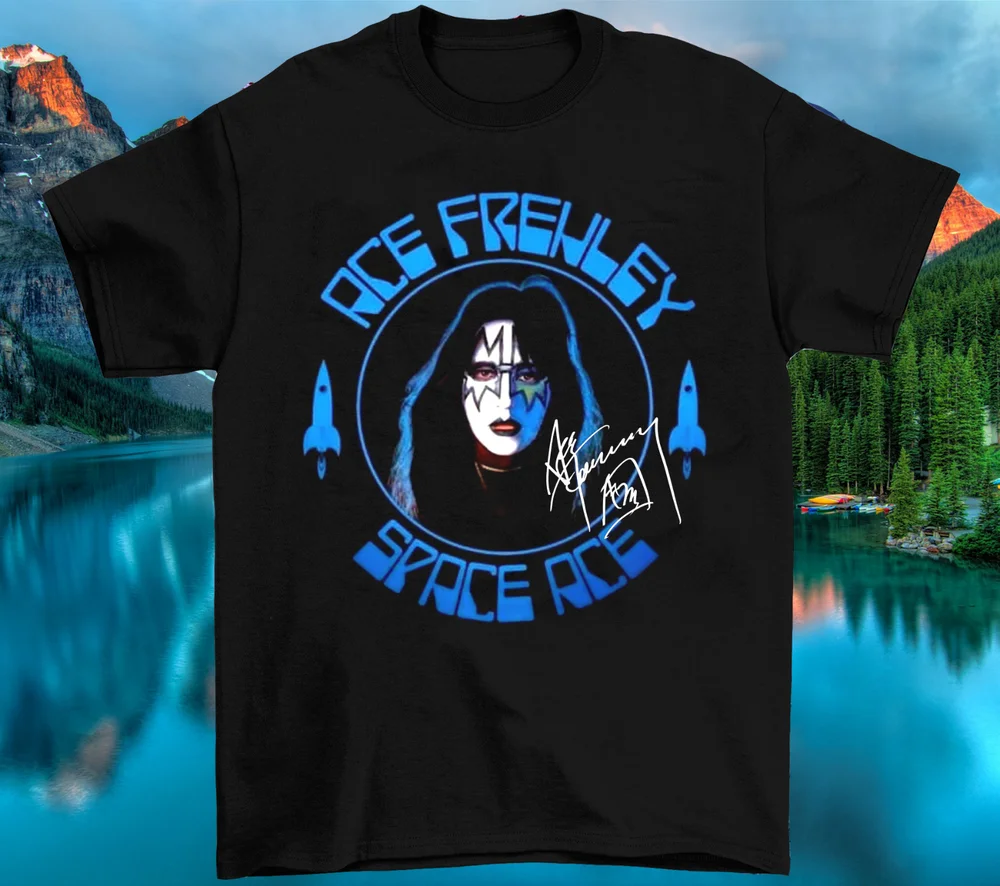 Ace Frehley Signature Heavy Cotton Black Full Size Unisex Tee Shirt