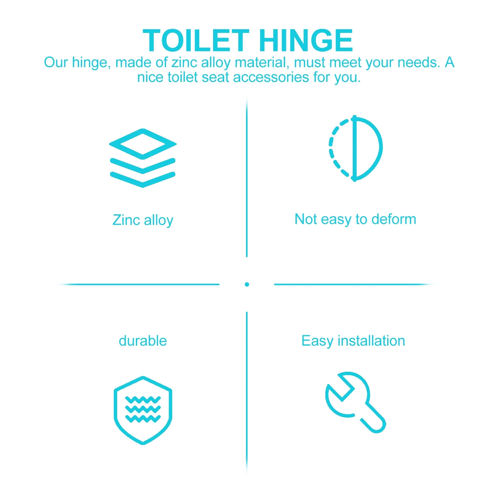 

1 Set Toilet Seat Hinge Replacement Zinc Alloy Fixing Kit For Wood Metal Plastic Lids Easy Install No Bottom Nut