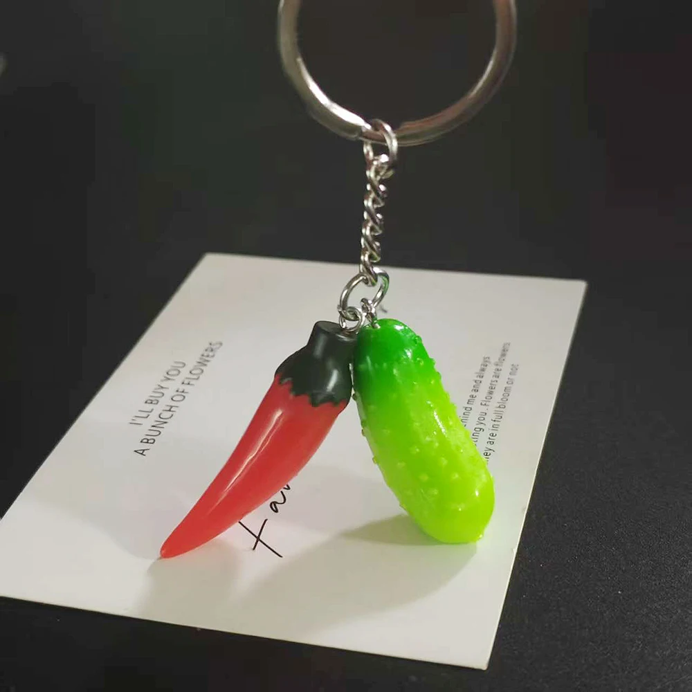 1 قطعة لطيف ثلاثية الأبعاد الراتنج الفلفل الحار الخيار المفاتيح لصديق هدية مقلد الخضروات قلادة حقيبة السيارة حقيبة سماعة الاذن الهاتف الحبل