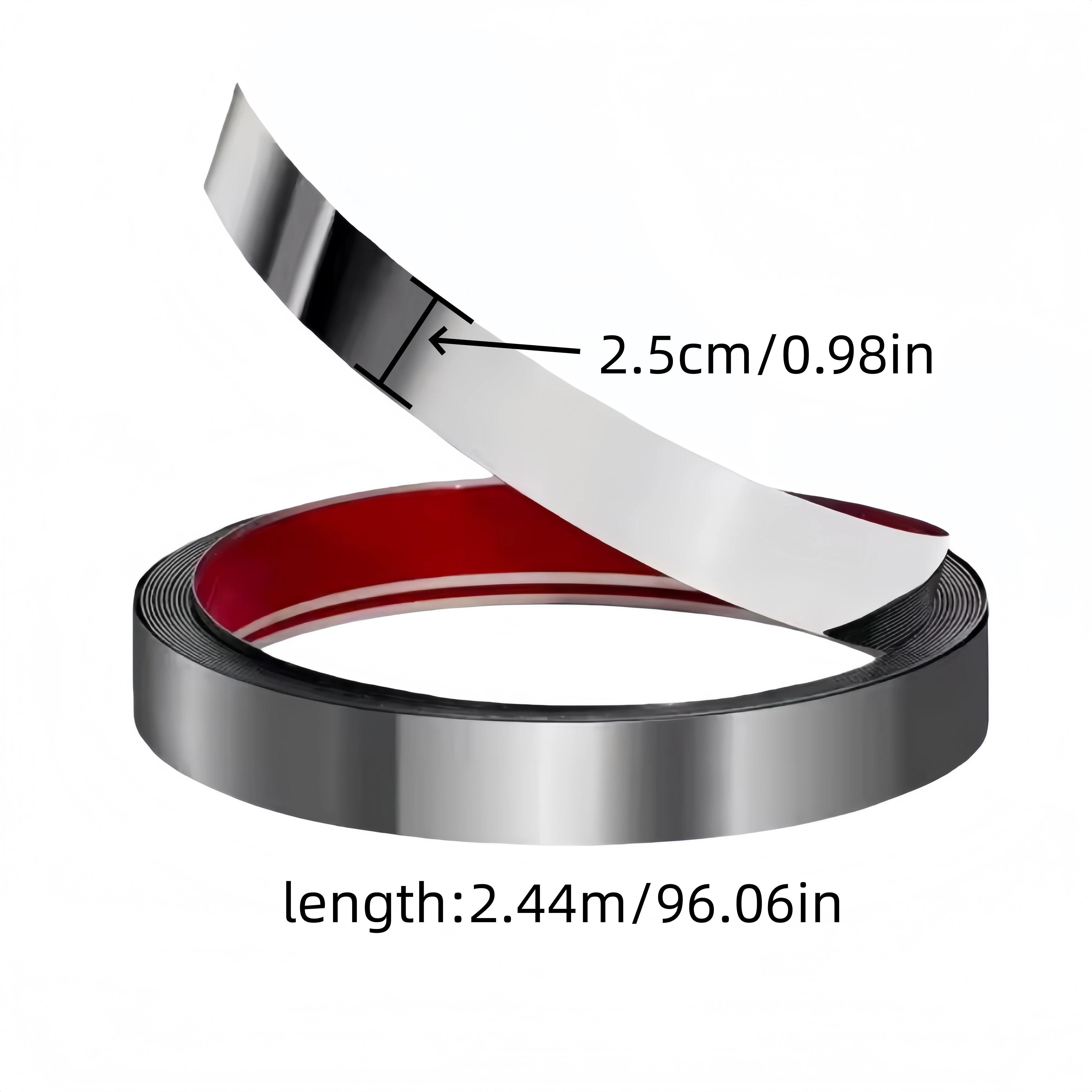 1pc 2.44m/96.06in Mirror Wall Sticker Self Adhesive Metal Edge Strip Trim Decals Living Room Background Wall Ceiling Lines