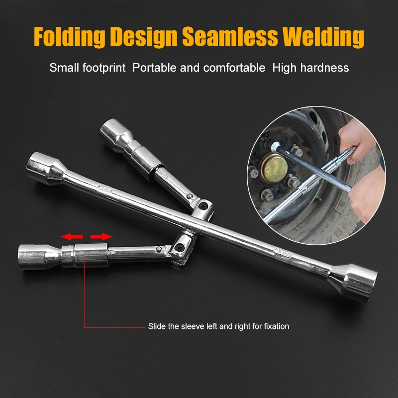 Folding Demolition For Tire Wrench Car Tire Wrench Cross Wrench Labor-Saving Repair Sleeve Tire Change Tool Portable Demolition