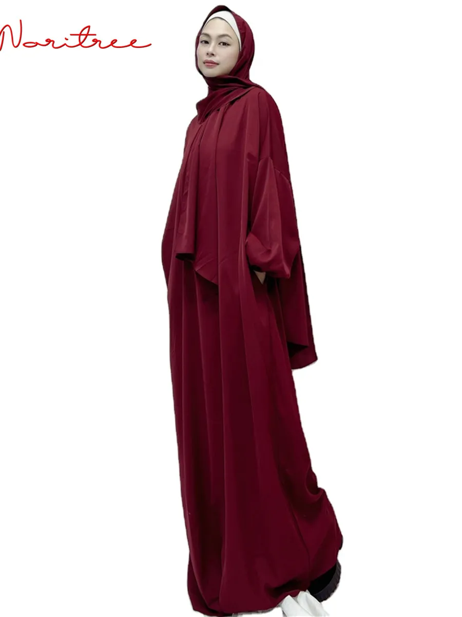 

Ramadan Eid Fashion Muslim Dress Ready-made Hijab Robe Musulmane Abaya Elegant Silky Muslim Arab Worship Service Clothing Wy825