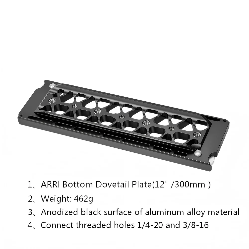 KUANJIE YTP123 ARRl Untere Schwalbenschwanzplatte mit 3/8-Zoll- und 1/4-Zoll-Schraubenlöchern, geeignet für ARRI RED, usw. – Detail 3