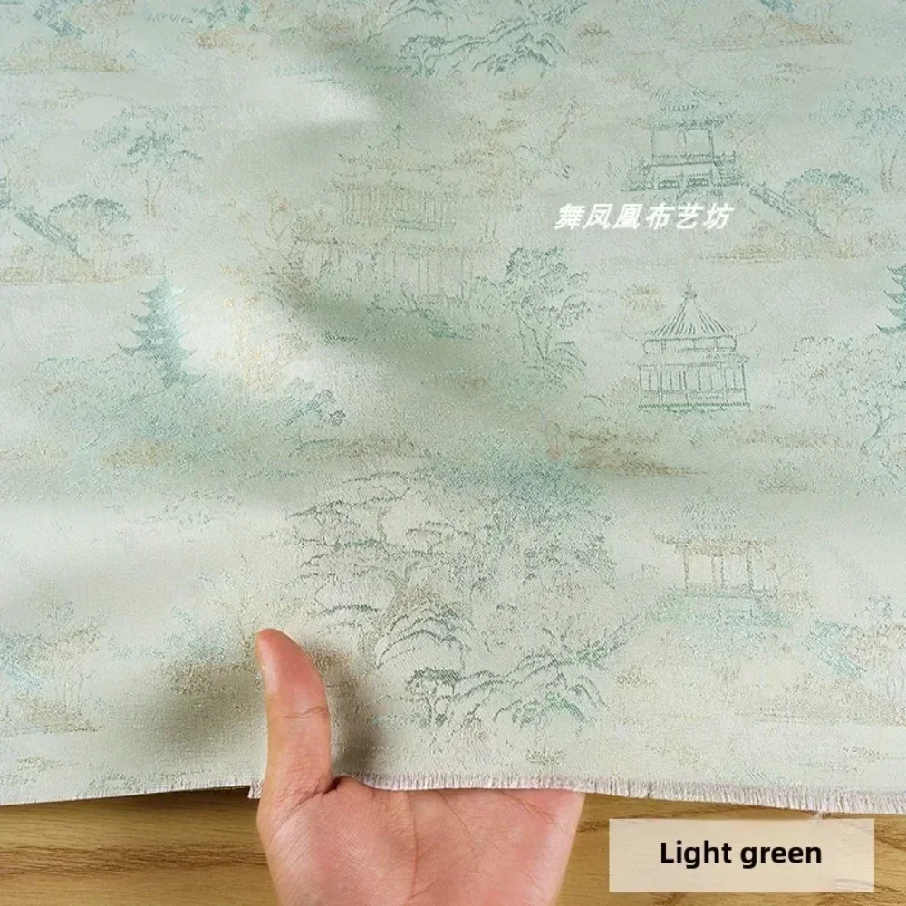 

Парчовая жаккардовая ткань, светло-зеленый новый жилет в китайском стиле, блестящая ткань, одежда, шитье по метрам, шитье своими руками