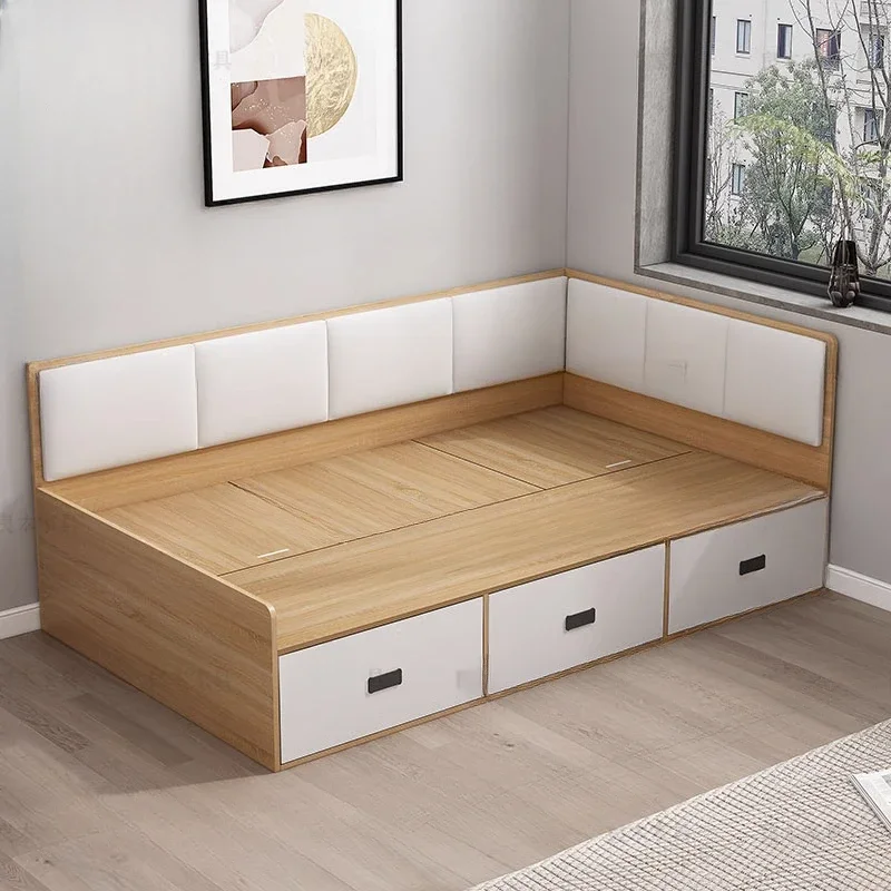 Modern simple soft bag tatami bed storage panel storage single bed small apartment multi-functional storage bed