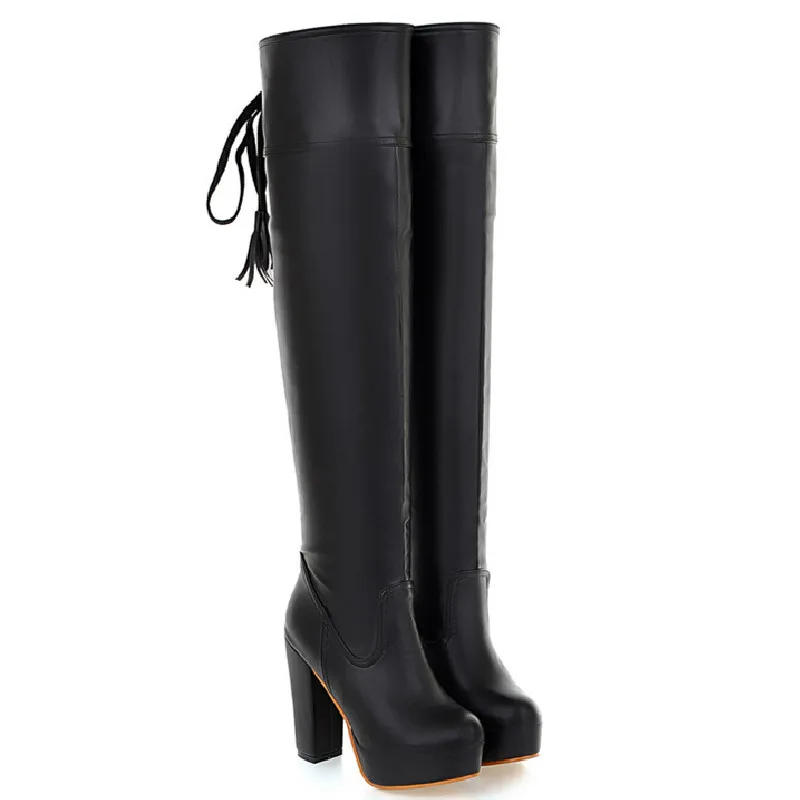 Thigh High Boots Women Platform Sexy Soft Over the knee Boot High Heels Designer Long Tall Winter Shoes Lady Large Size 45 48