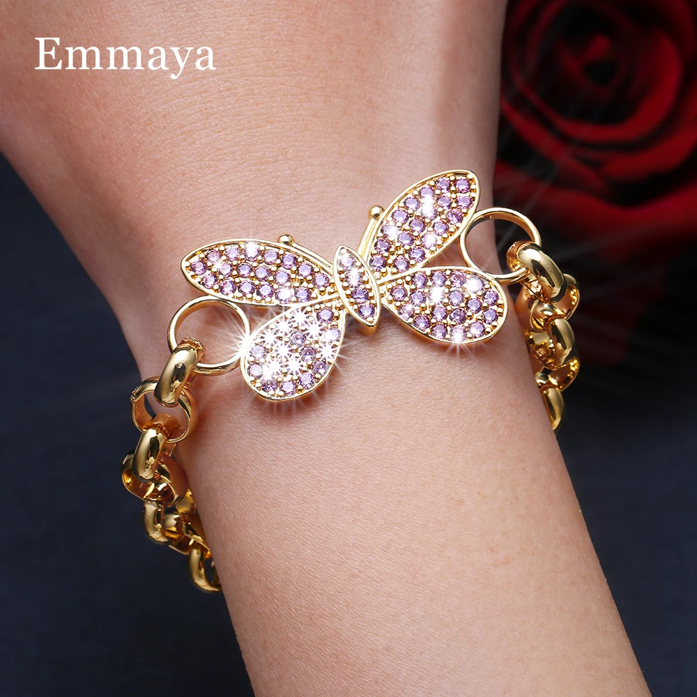 Emmaya Hot Sale Shiny Zirconia Dress-Up For Women&Girls Wedding Party Noble Bracelet Modern Style Butterfly Shape Jewelry