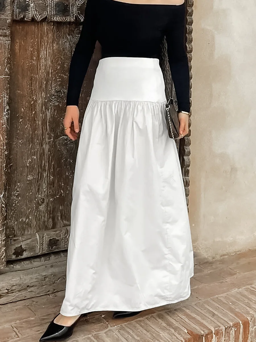 

2025 Autumn French Casual Temperament, High Waist, Loose and Comfortable White Pure Cotton Skirt
