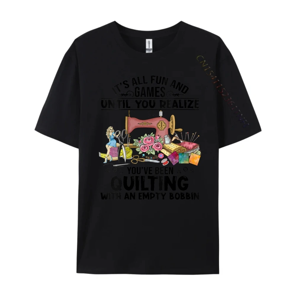 Quilting Quilter Sewer Sewing T Hirtit S All Fun And Games Until The Bobbin Run Out Sewing Quilt Black T Shirt Men's Clothing