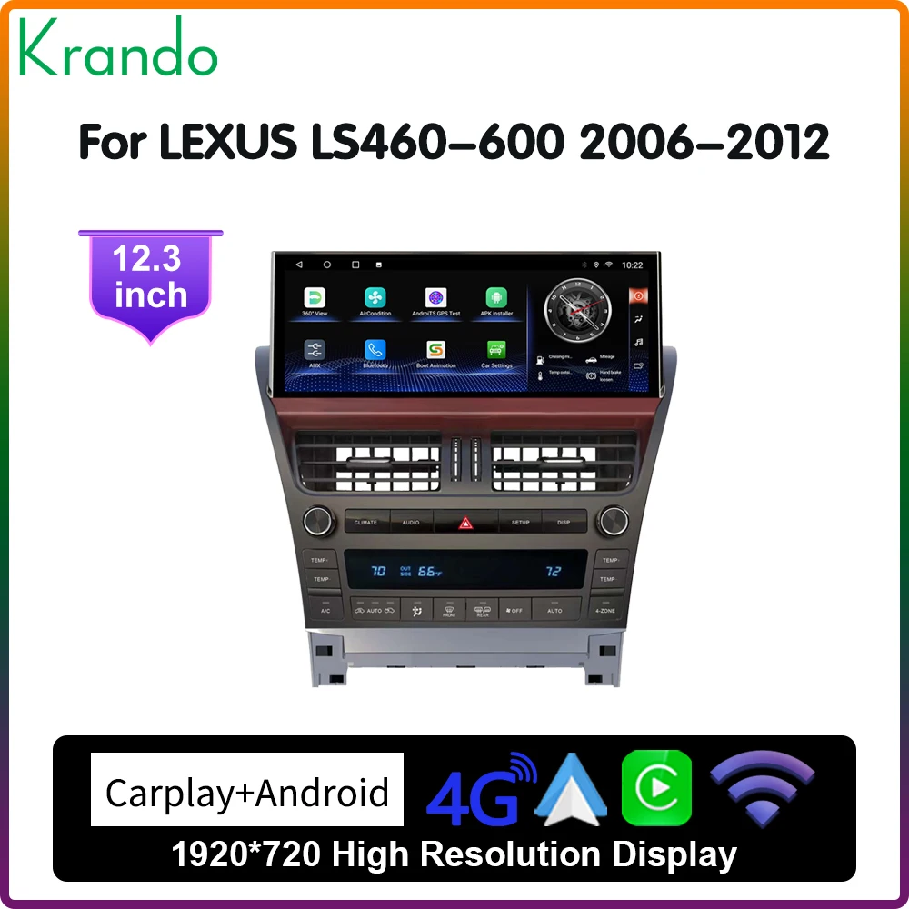 

Krando Android 12,3-дюймовый автомобильный радиоприемник для LEXUS LS4600 2006-2012 Мультимедийный плеер Навигация GPS Стерео Беспроводной Carplay