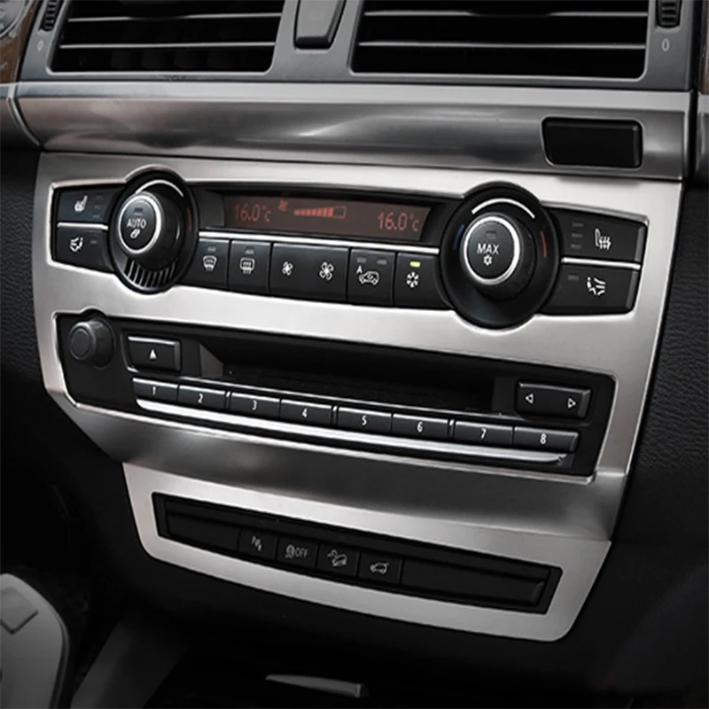 Car Styling Console Multimedia AC CD Panel Decoration Frame Cover Trim Strip Sticker For BMW X5 X6 E70 E71 Interior Accessories