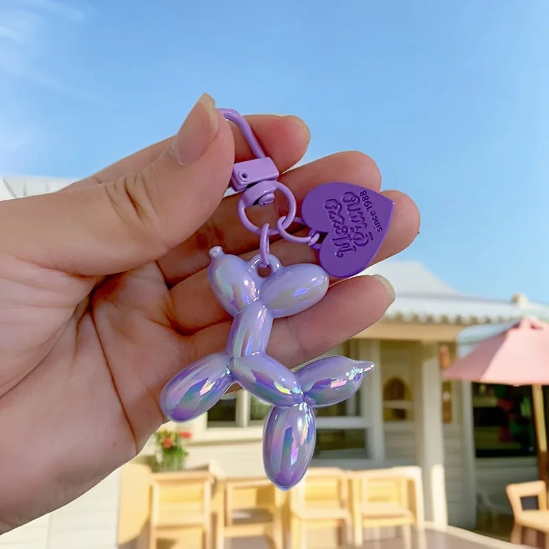 DIY Candy Color Sweet Resin Balloon Dog Keychain For Women Girls Animal Shaped Phone Chain Key Buckle Accessories Bag Pendant