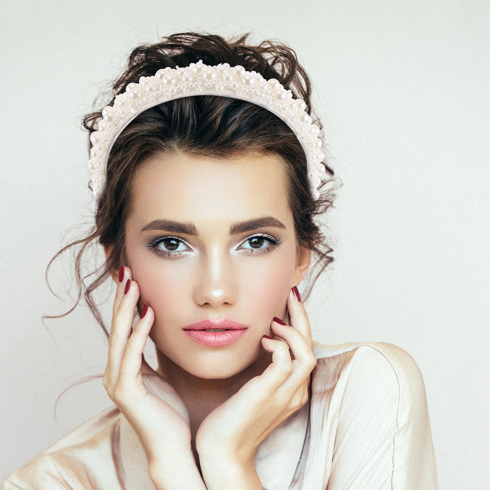 

Pearl Headband Bridal Headdress Bridal Hair Pieces Elegant Wedding Hair Accessories Bride Photoshoot Hairstyling Tools
