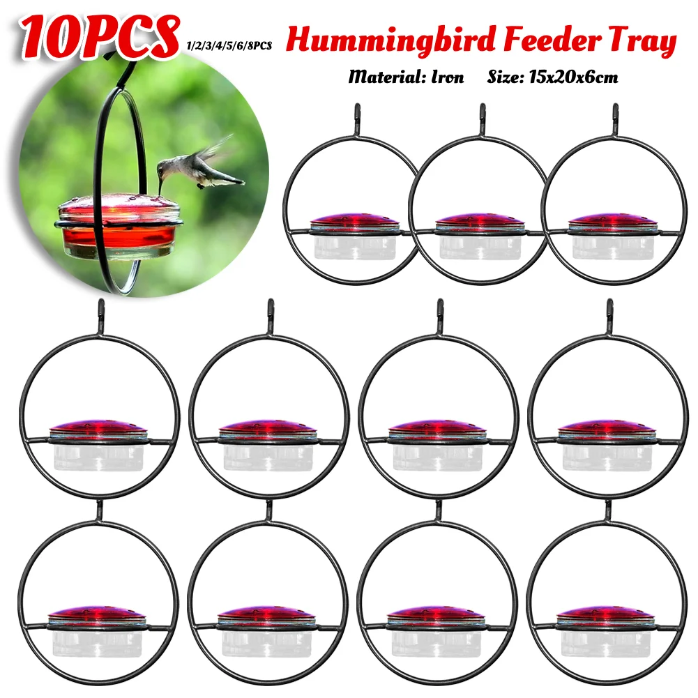 1-10pcs Hummingbird Feeder Tray with Red Glass Bowl Outdoor Humming Bird Feeder Attract Birds for Garden Backyard Patio Deck