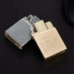 Zorro Lighter Liner Complete Original Copper Knurled White Steel Inflatable Windproof Lighter Kerosenei Lighter