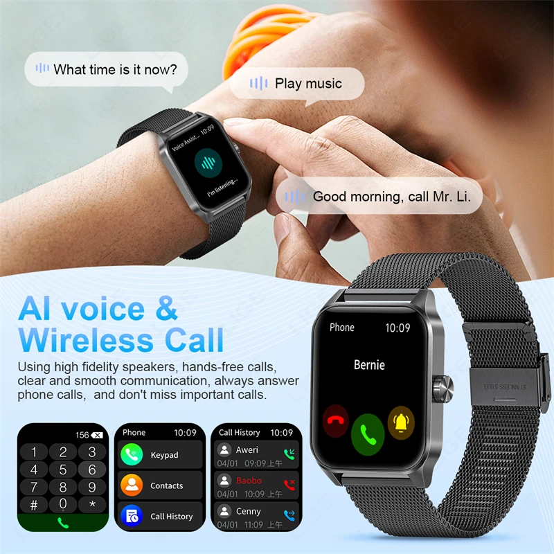LIGE 2024, женские умные часы, 1,85-дюймовый HD-экран, беспроводной вызов, AI, голосовой помощник, часы для здоровья, спорта, умные часы для мужчин для Xiaomi