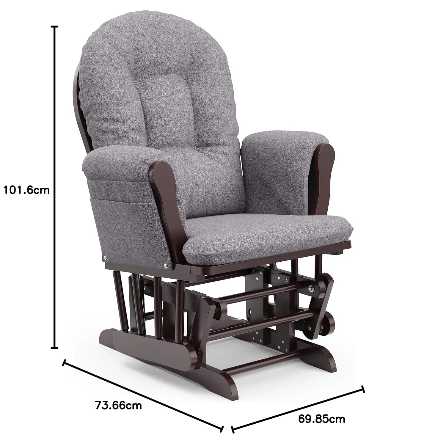 Planador de argola premium e otomano – Almofadas acolchoadas com bolso de armazenamento, Smooth Roc