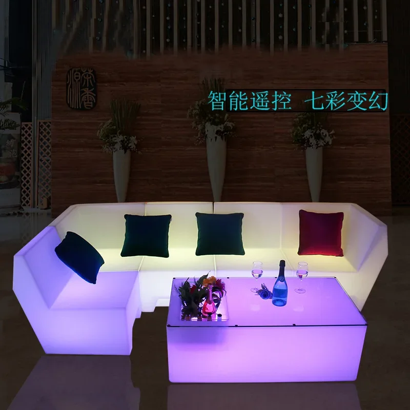 LED licht sofa salontafel combinatie bar club KTV kamer kaart zetel tafel en stoel creatieve persoonlijkheid meubels teller stoel