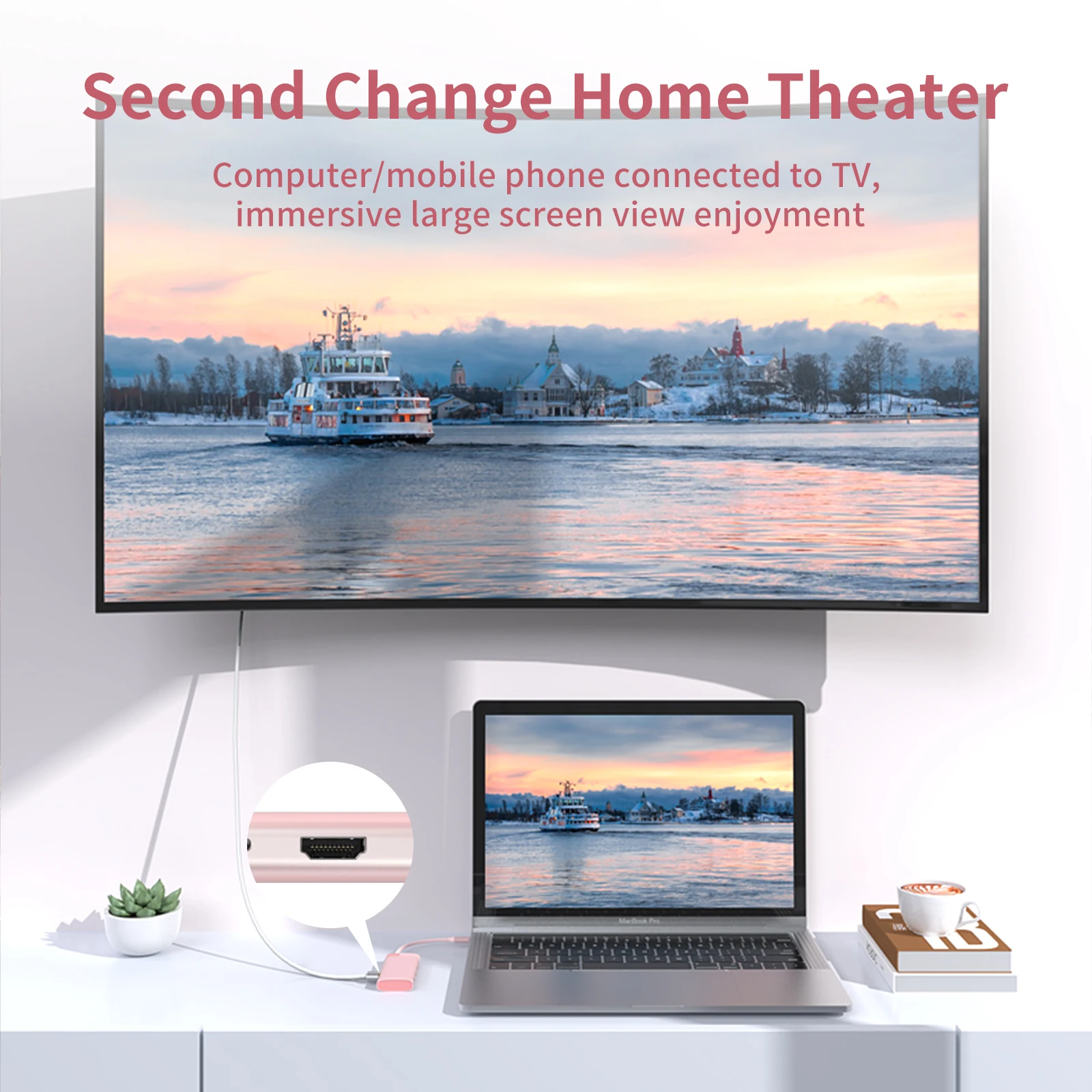 Концентратор USB c Type-C к HDMI-совместим PD+USB3.0*3 Концентратор типа c Для Macbook pro air M1 M2 Адаптер док-станции USB-концентратор