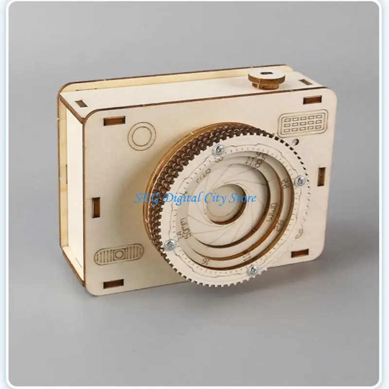 U75B Wooden Camera Assembly Toy Model for Parent Child Craft and Desk Display
