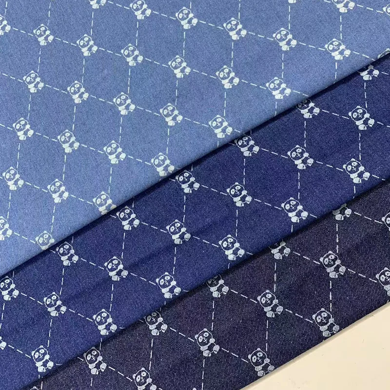 

Жаккардовая джинсовая ткань с принтом панды для шитья своими руками — подходит для платьев, сумок, брюк, шапок — универсальный джинсовый материал