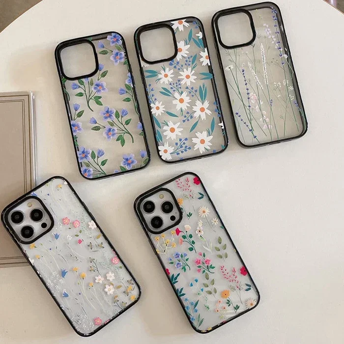 

2.0 Version Acrylic Upgrade Border Flower Leaf Phone Case Cover for IPhone 11 12 13 14 15 Pro Max Case for IPhone 15 Pro Max