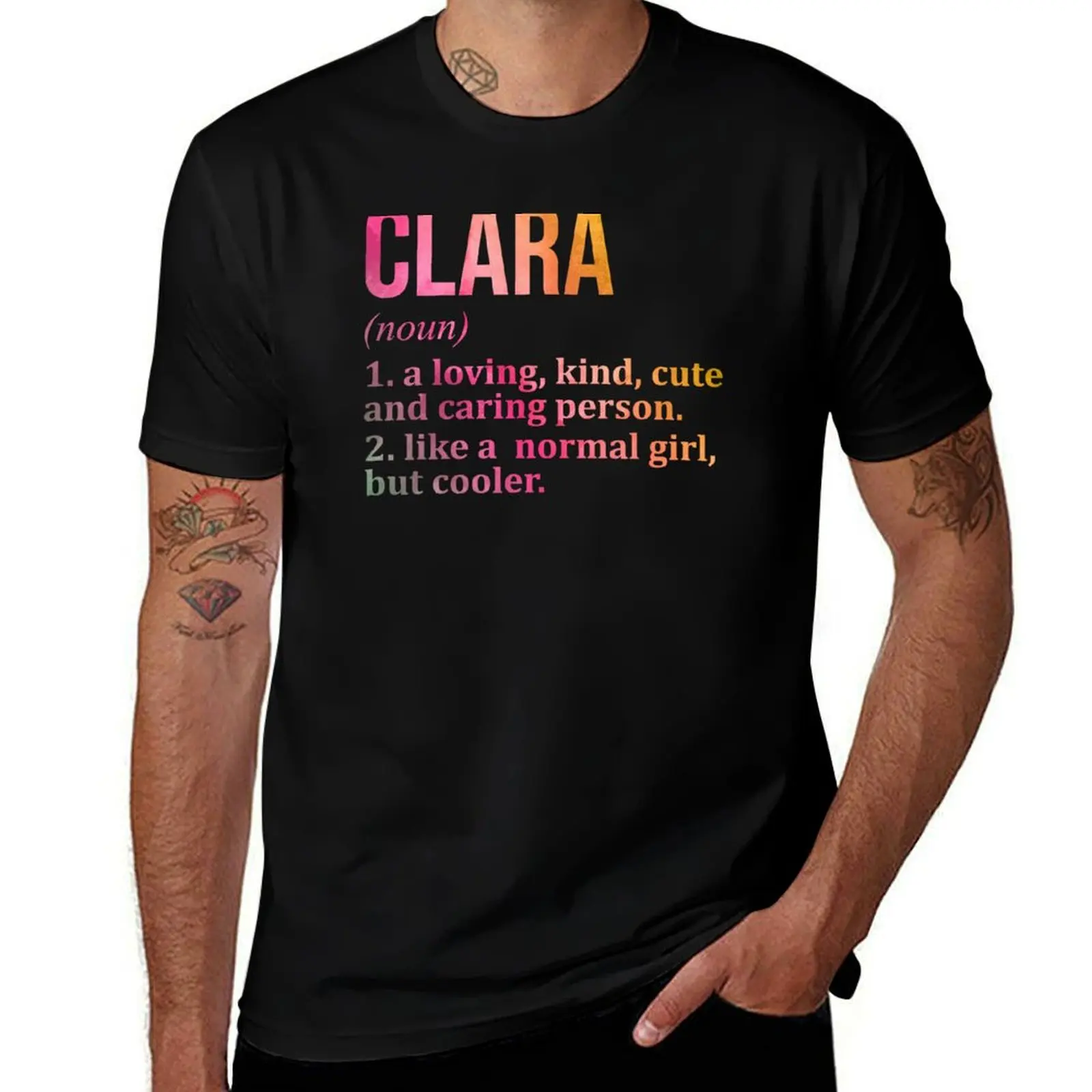 Clara Name Definition in Watercolor T-Shirt korean fashion plus size tops t shirts for men cotton