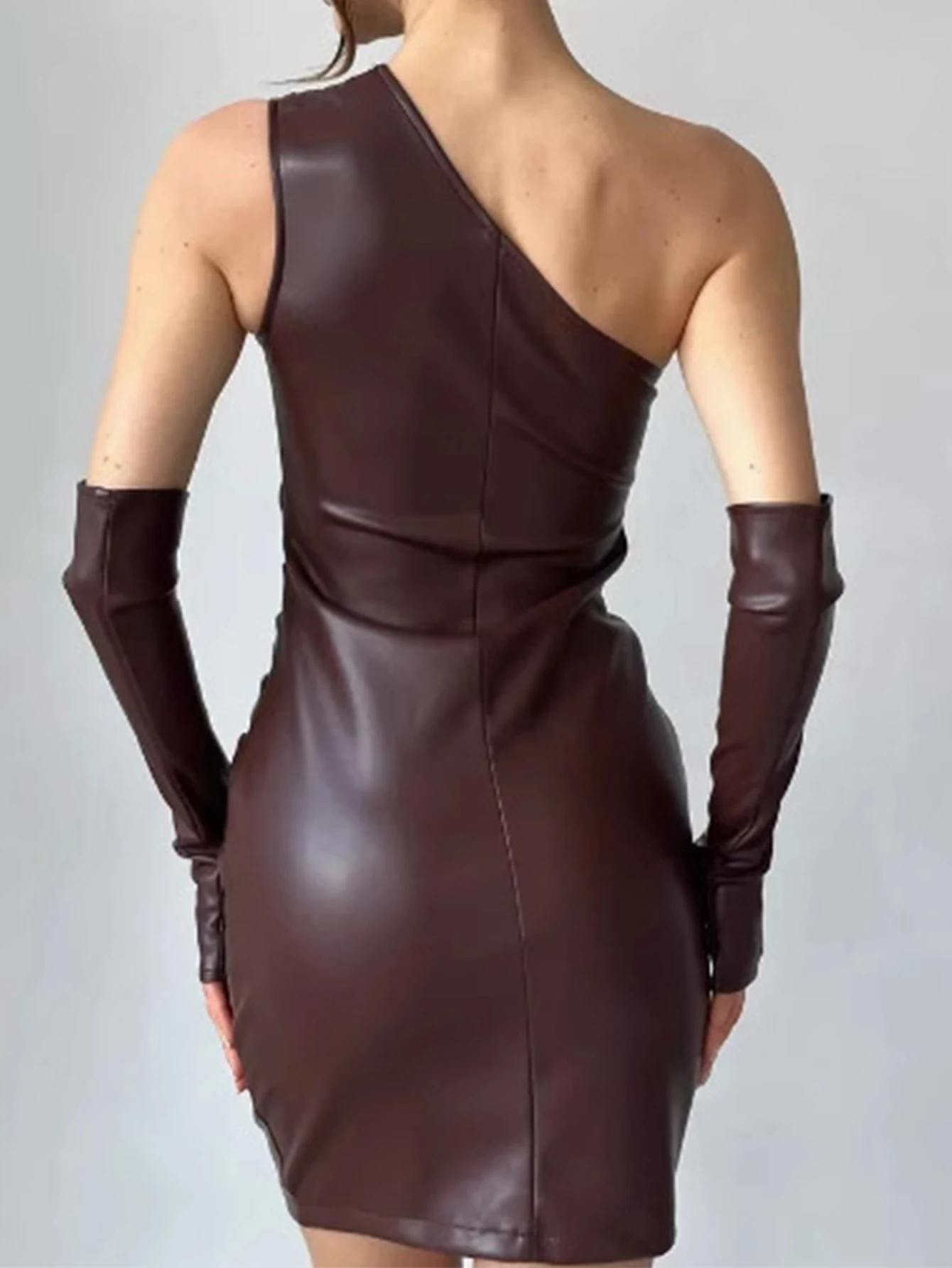 Sexy black PU leather mini summer dress women gothic backless club birthday party dress bodycon evening short dresses vestidos