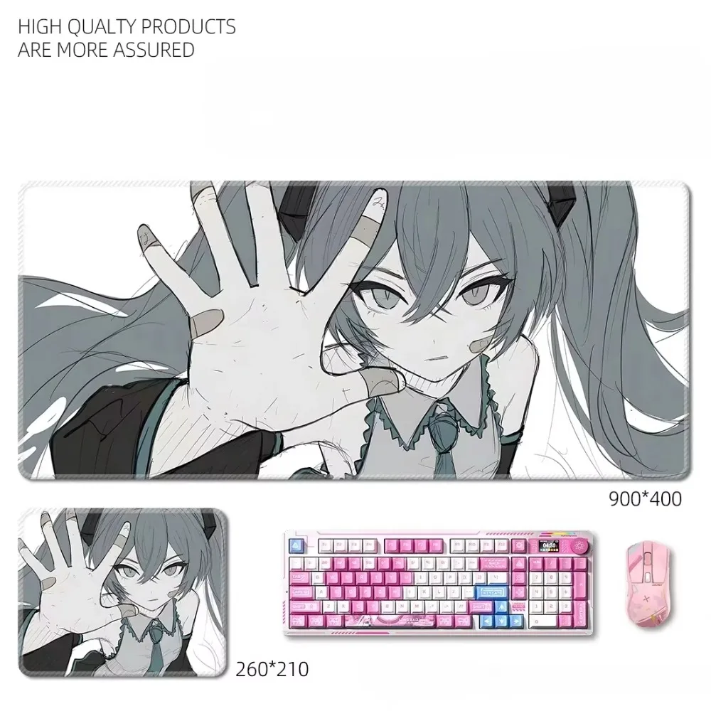Leather Mouse Pad Cute Two-dimensional  Hatsune Miku E-sports Two-dimensional Animation Game Oversized Laptop Table Mat MousePad