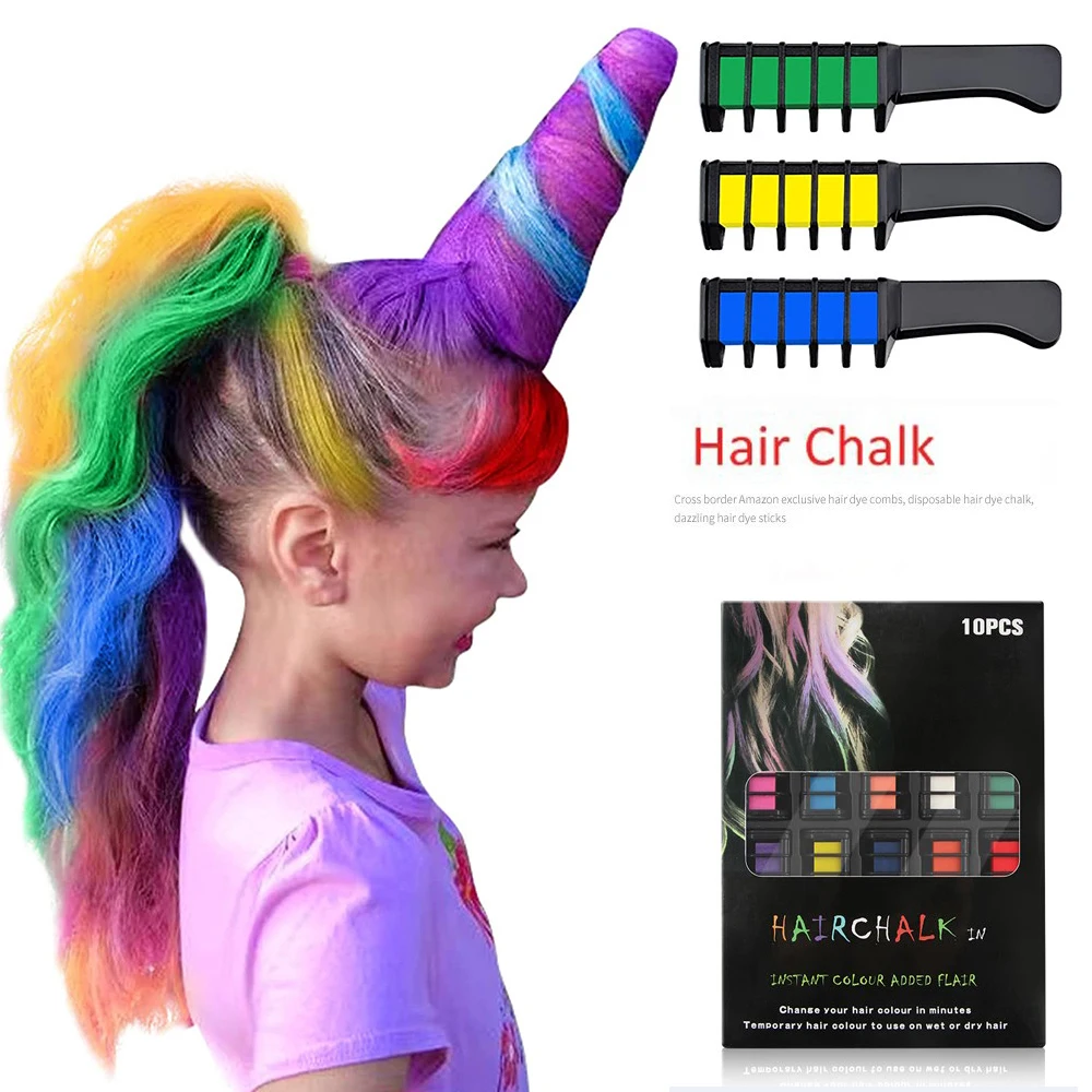 10 pc Hair Chalk For GirlsFashion Colored Mascara Chalks To Dye Hair Instant  Hairs Color Temporary Chalk Hair Coloring Product