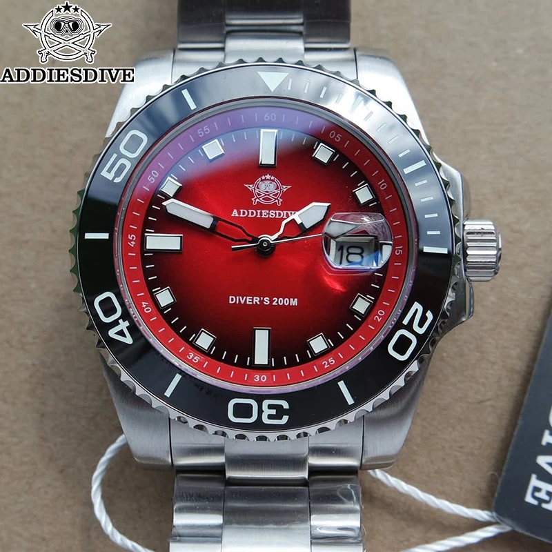 

ADDIESDIVE Quartz Watches 41mm Gradient Rotatable Bezel Watch For Men New AD2089 BGW9 Luminous Stainless Waterproof Diver Watch