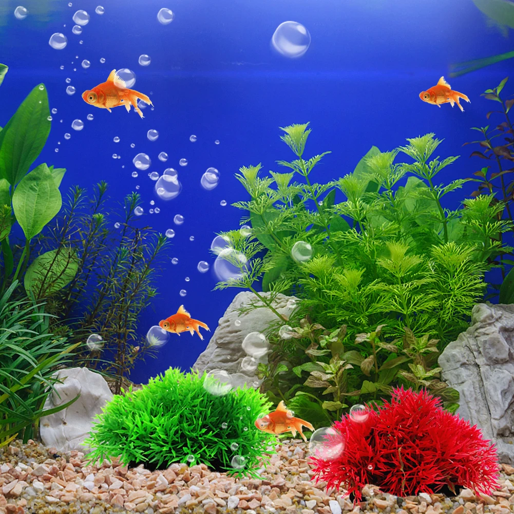 พลาสติกประดิษฐ์ Aquarium Grass Ball จำลองประดิษฐ์ใต้น้ำ Grass Fish Tank ตกแต่งเครื่องประดับเครื่องประดับสัตว์เลื้อยคลาน